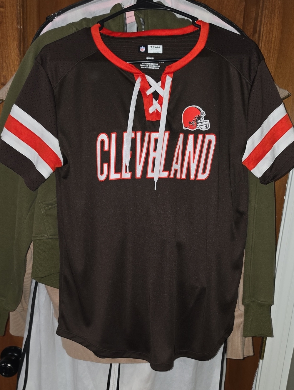 NFL Cleveland Lace-Up Jersey in Brown, Orange & White